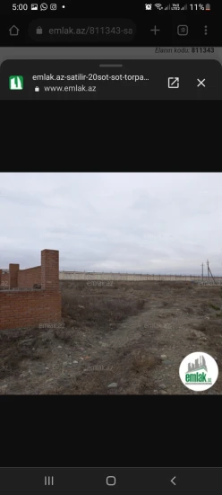 Satılır torpaq sahəsi20 sot, Gəncə